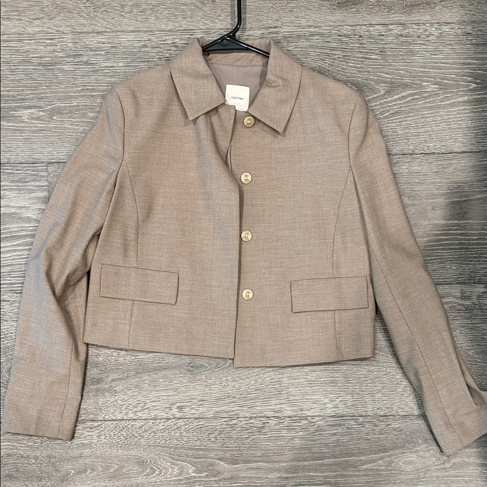 Calvin Klein Taupe Cropped Blazer